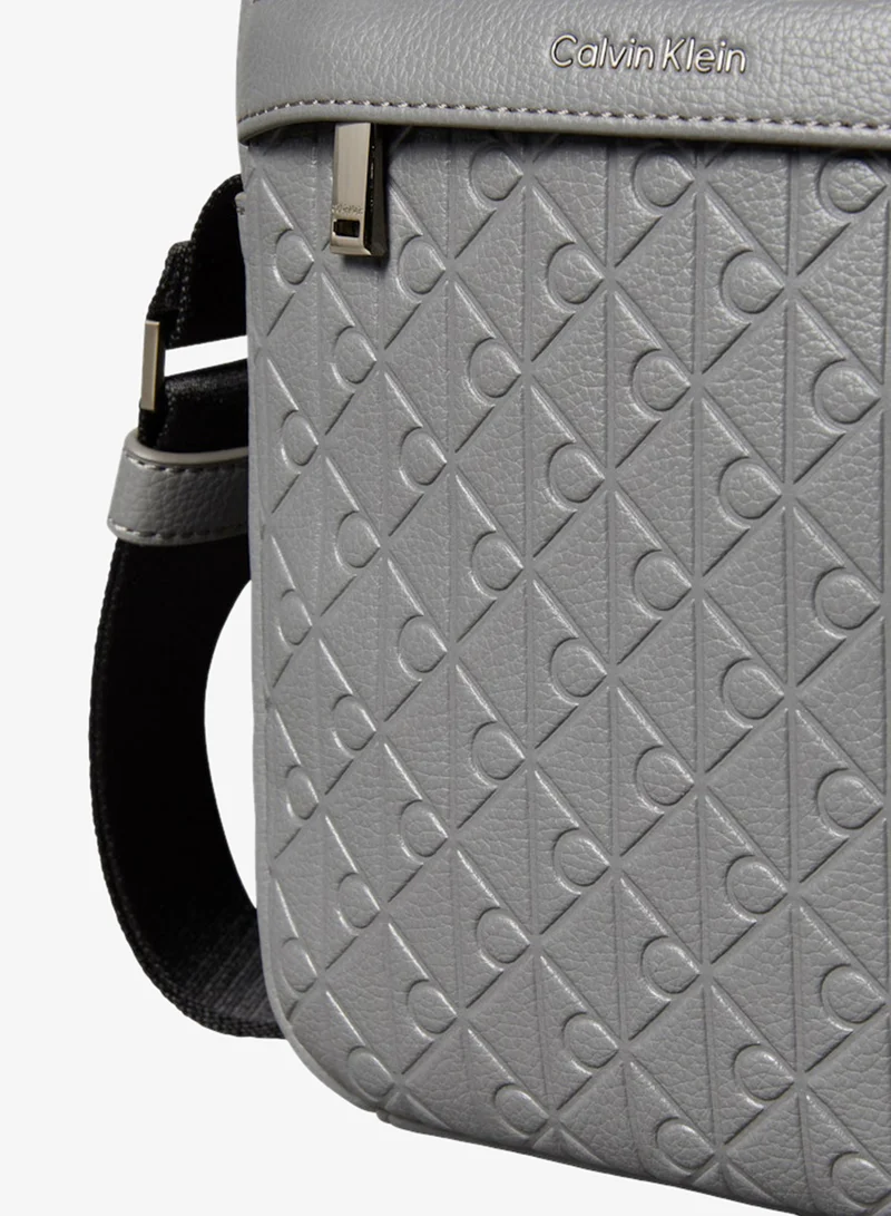 Calvin Klein Charcoal Gray Embossed Woven Reporter Bag for Men | Best Price UAE